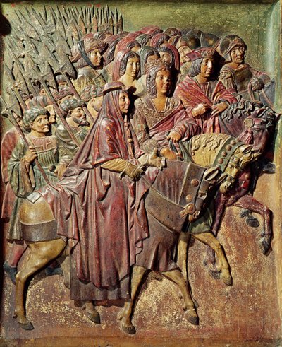 Relief depicting the entrance of King Ferdinand II of Aragon and Queen Isabella I of Castile in Granada by Felipe Bigarny or Vigarny